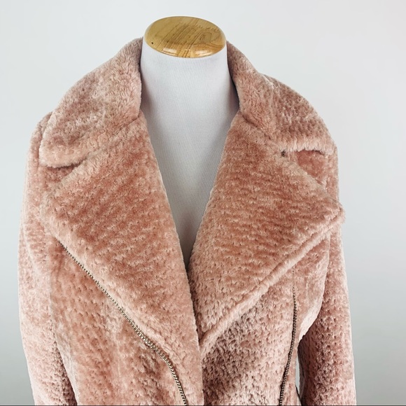 Lulu’s Cozy Business Pink Faux Fur Moto Jacket S - Picture 3 of 12